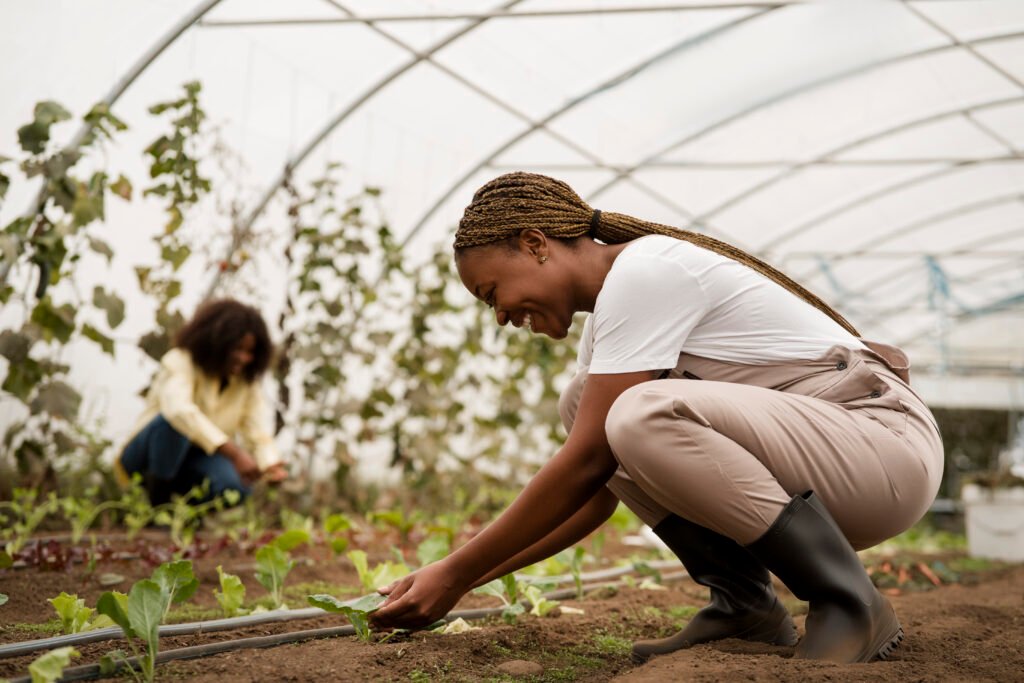 side-view-women-taking-care-plants